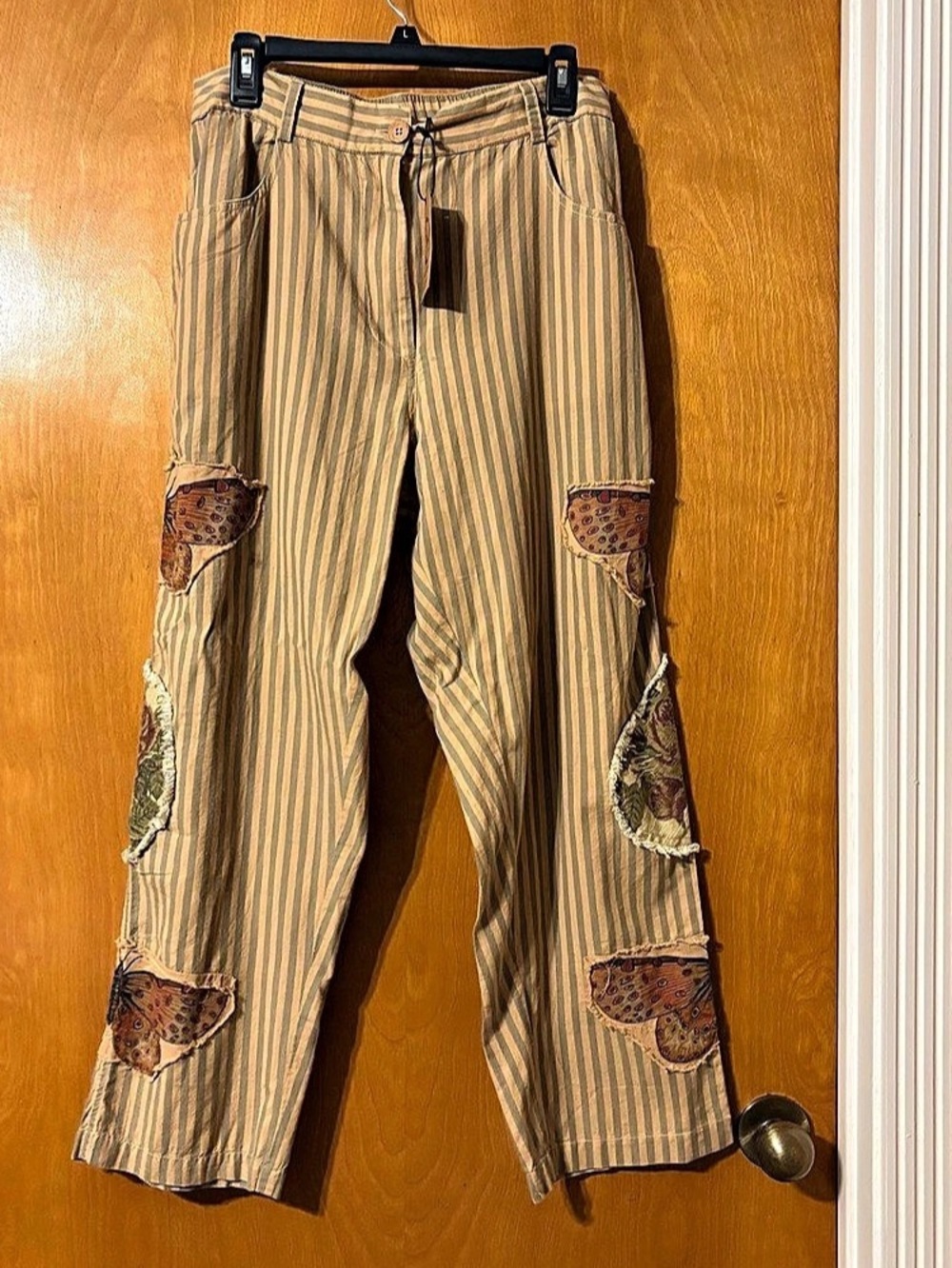 A Rare Bird Striped Patchwork Pants in Brown & Blue Size Small NWT